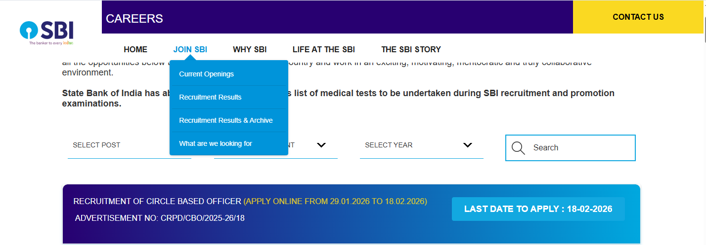 SBI CBO Recruitment 2026