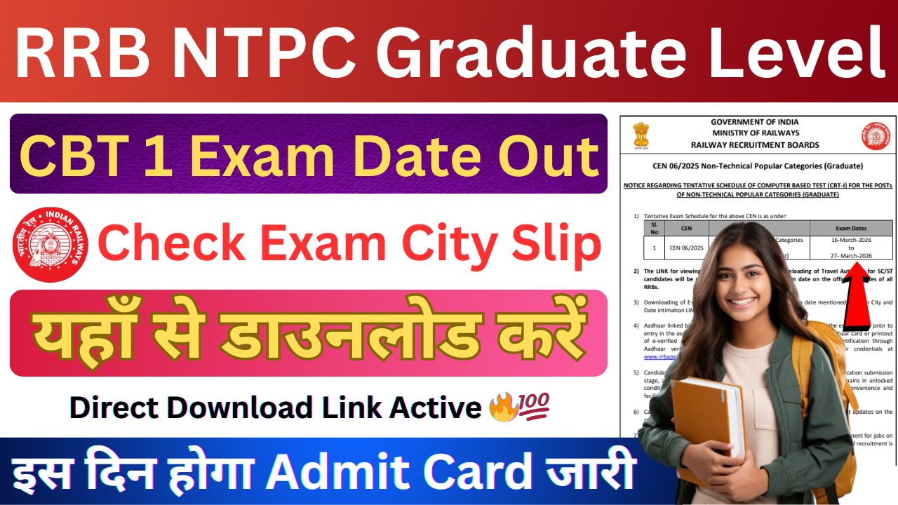 RRB NTPC Graduate Level Admit Card 2026