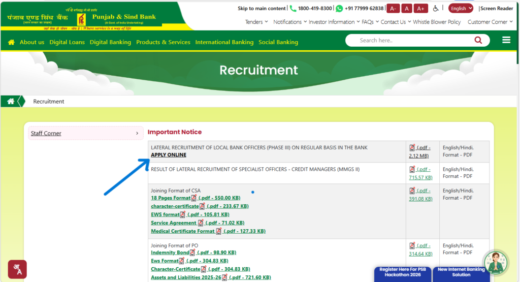 Punjab and Sind Bank LBO Recruitment 2026 