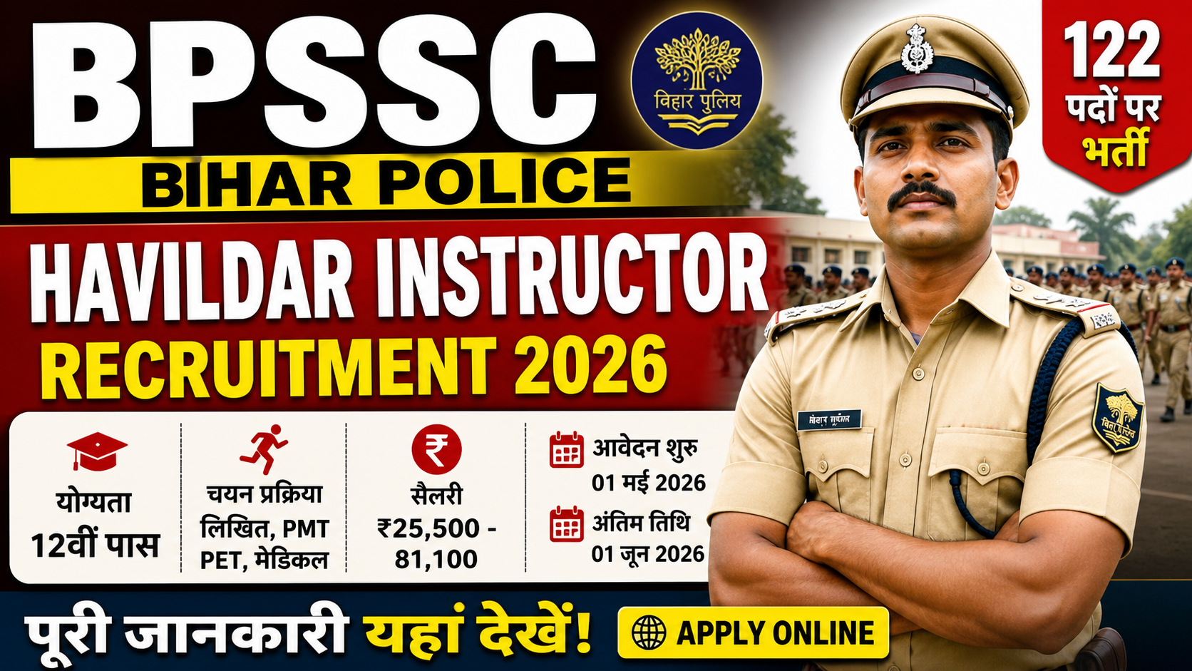 BPSSC Bihar Police Havildar Instructor Recruitment 2026