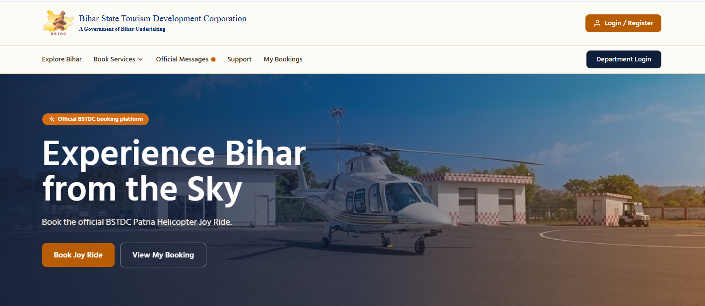 Bihar Tourism Helicopter Booking 2026