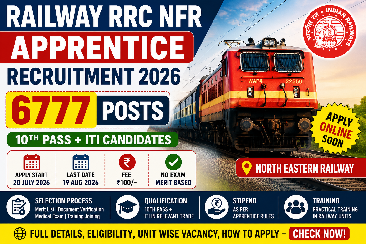 Railway RRC NFR Apprentice Recruitment 2026