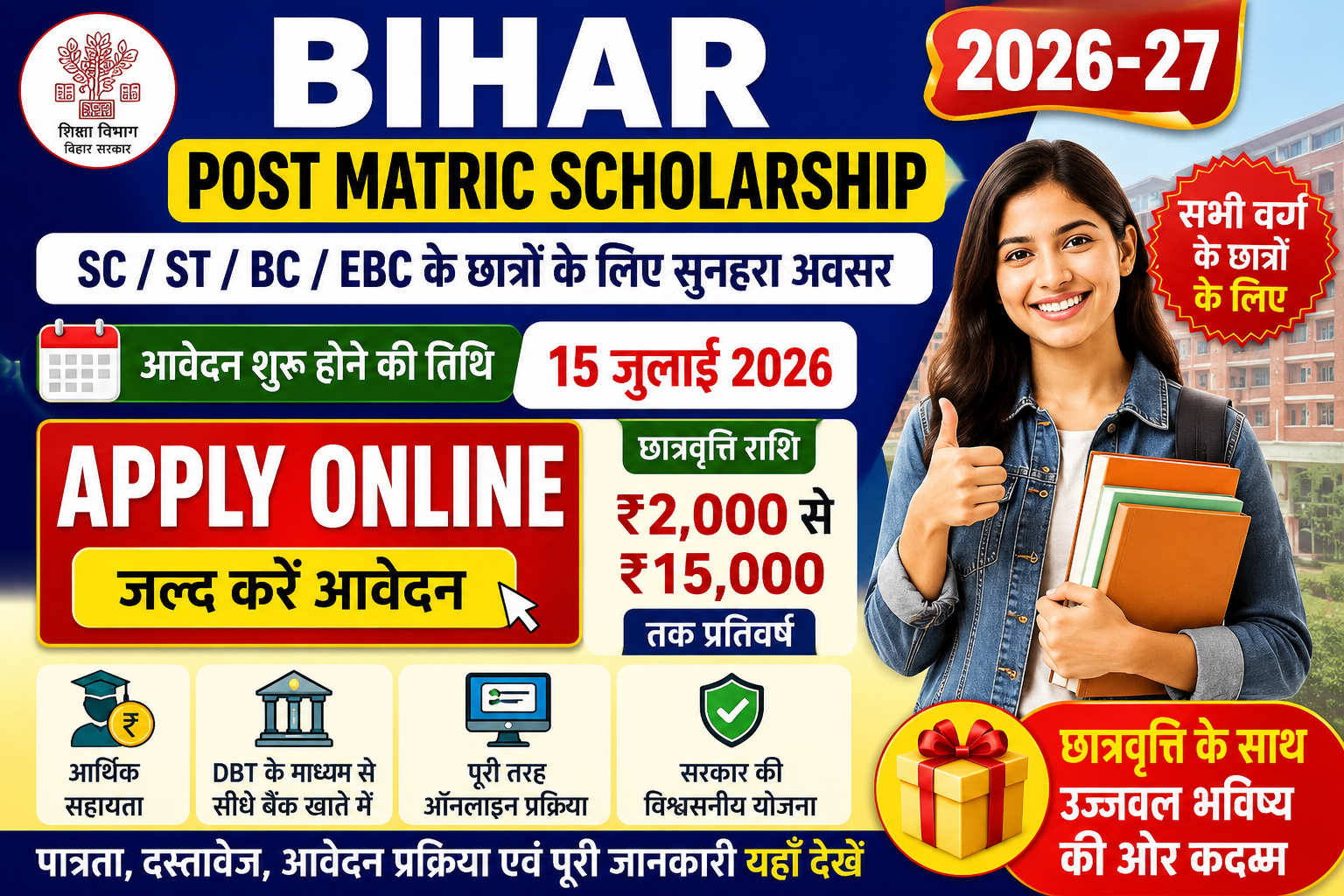 Bihar Post Matric Scholarship 2026-27