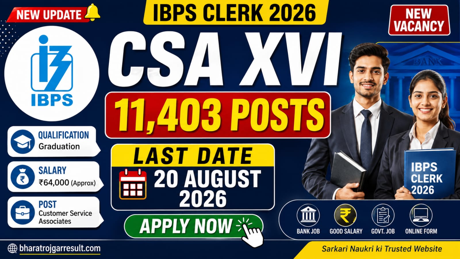 IBPS CRP CSA XVI Clerk Vacancy 2026